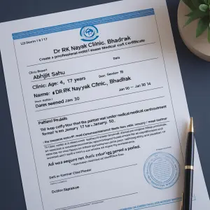 I need to generate medical certificate 
Dr RK Nayak Clinic, Bha...
