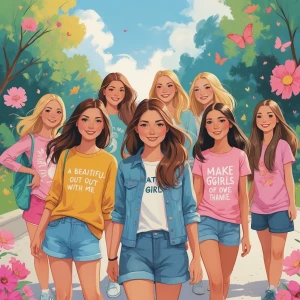 Make a beautiful group of girls hanging out with me