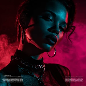 “noir neon femme-fatale aesthetic, cinematic lighting, deep shad...
