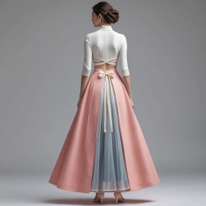 A modern, elegant woman wearing an umbrella skirt in the latest...