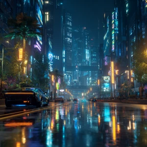Create a high-quality digital image showcasing a futuristic city...