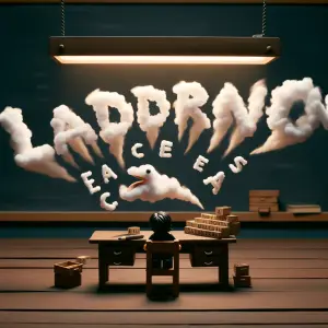 Letras hechas con nubes que aparecen de una en una en la mesa qu...