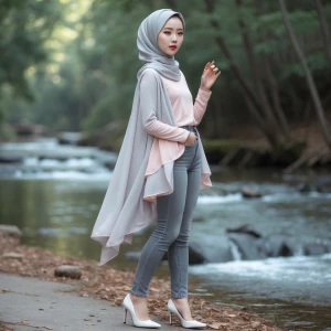 Generate an image of a young 20-year-old woman with delicate Kor...