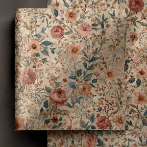 flat printable background paper, bohemian summer floral design i...