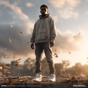 Generate a hyper-realistic cinematic portrait of a young Black m...