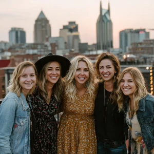 Create a picture of Nashville with dolly pardon vibes and a grou...