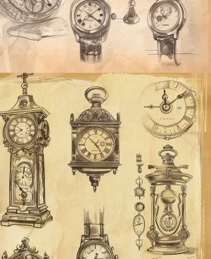 Timepiece Sketches – Left Margin
hand-drawn sketches of Victoria...