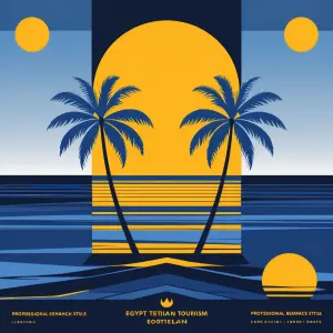 Flat vector illustration in modern Egyptian tourism style, bold...