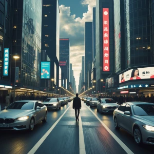 Image:
A modern city in full swing. Cars in motion, people walki...