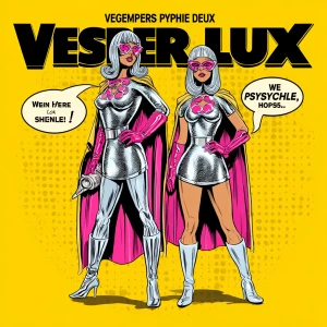 Retro 1960s comic book cover, bold yellow burst background, clea...