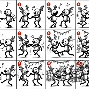 Hazme un stop motion de un ciervo y una persona bailando, crea l...