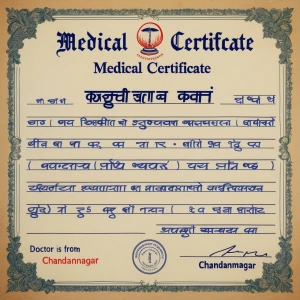 Generate a image of a handwritten medical certificate for a stud...