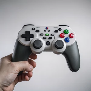 Manette de jeu vidéo sur fond totalement blanc
