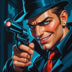 In a sultry, quirky manner, our digital detective is depicted wi...