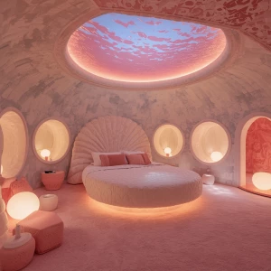 Step into the Lagoon Shell Room of Guest Room 3, a luxurious ret...