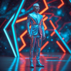 In a dazzling array of neon lights and geometric patterns, a pos...