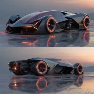 Generate an image of a futuristic vehicle with a stunning design...