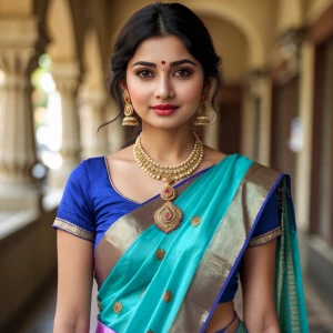 a cute girl age 27 wearing saree