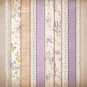 Create one seamless-looking vintage cottagecore background paper...