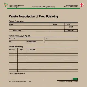 Create prescription of food poisioning patient name sheetal age...