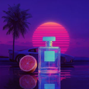 synthwave album cover and a luxury perfume ad had a baby