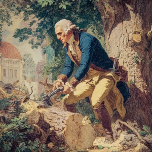 George washington chopping down tree