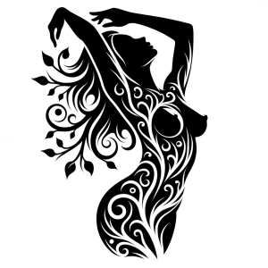 Create a black and white vector silhouette depicting a side prof...