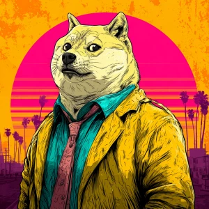 MEME DOGE as humanoid cat in GTA art style,  , in the style of a...