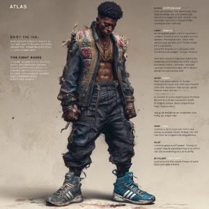 "Atlas 'The Silent Pillar,' a powerful Ethiopian man radiating i...