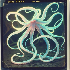 A mesmerizing, otherworldly luminescent tentacled titan sprawls...