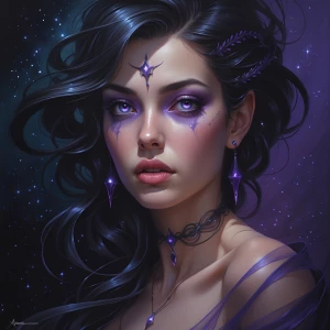 A vivaciously enigmatic cimmerian Venusian, her silky obsidian s...