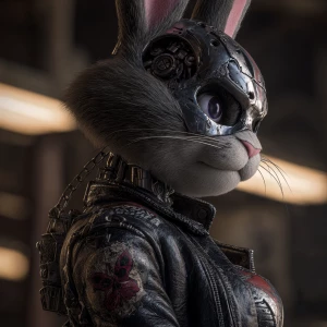 A highly detailed and realistic depiction of Lola Bunny transfor...