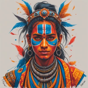 Create a image of Warli-Thangka Fusion " drawing