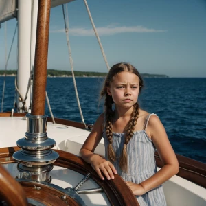 Greta thunberg, modeling on a yacht