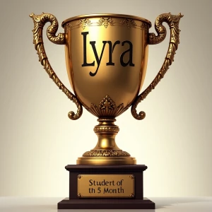 Generate an image of a massive karate trophy featuring the name...