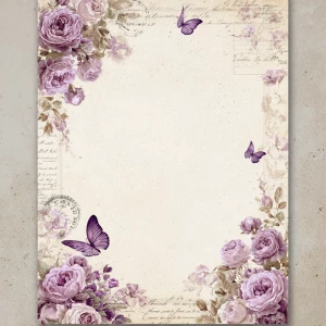 Victorian Mauve Rose Journal Page — Unlined (Butterflies & Flora...