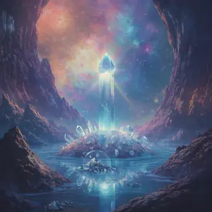 A luminous galactic oasis, pulsating with otherworldly hues and...