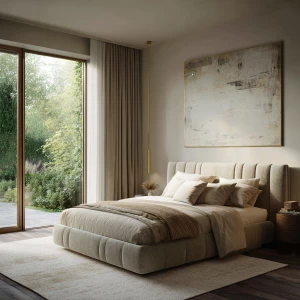 Ultra-realistic photo of a luxury guest bedroom in the same apar...