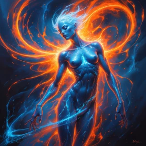 A mesmerizing plasma phantom, its ethereal form swirling with vi...