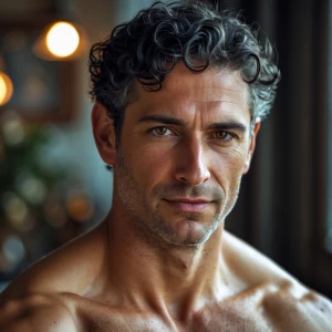 Light-skinned man in his 49's, medium  height,  hazel  eyes, sho...