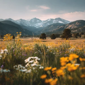 Ultra-cinematic 16:9 wide shot of Rocky Mountain National Park i...