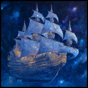 A zealously majestic novel galaxy galleon, brimming with cosmic...