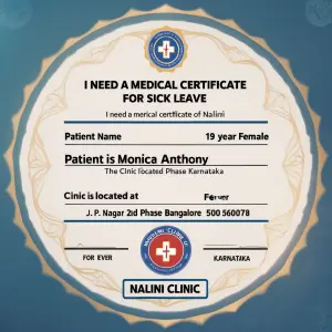 I need a medical certificate of Nalini clinic for sick leave pat...