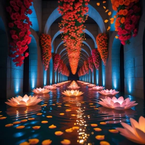 Floating Flower Entry Canal: An enchanted arrivalway where guest...