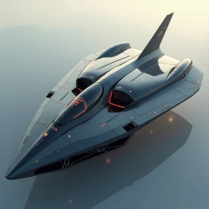 Design a sleek and advanced hovering spaceship that combines ele...