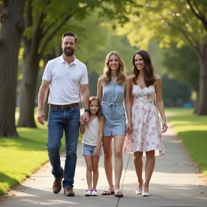 A beautiful 40-year-old suburban housewife with her family at he...