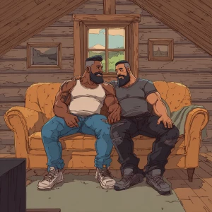 John and Bobby both men are bodybuilders both men have beards Jo...