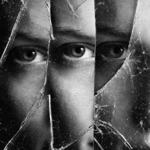 Three diagonal gouges scrape through glass in front of the eyes....