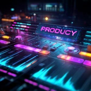 A futuristic DJ mixing console controlled by artificial intellig...