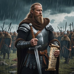 Portrait of Egil Skallagrímsson, legendary Viking warrior-poet,...